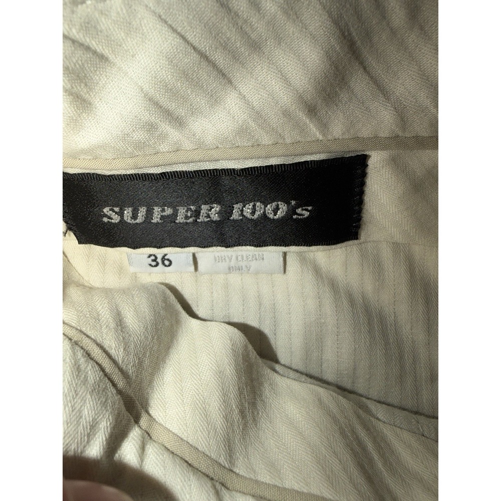 Hart Schaffner Marx Pants Mens Khaki Tan Wool Flat Front Dress Slacks 36x30 - Picture 3 of 7